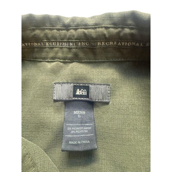 REI Men's Green Button Down Long Sleeve Shirt size Large - Picture 3 of 6